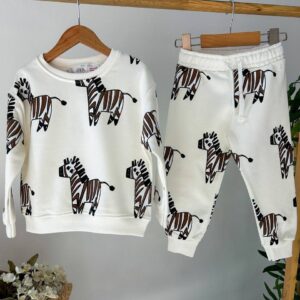 Zebra Baskılı % 100 Pamuk Takım