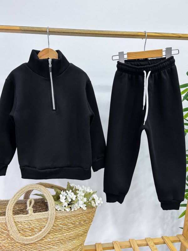 Unisex Yarım Fermuarlı Lacivert Eşofman Takımı - Görsel 3