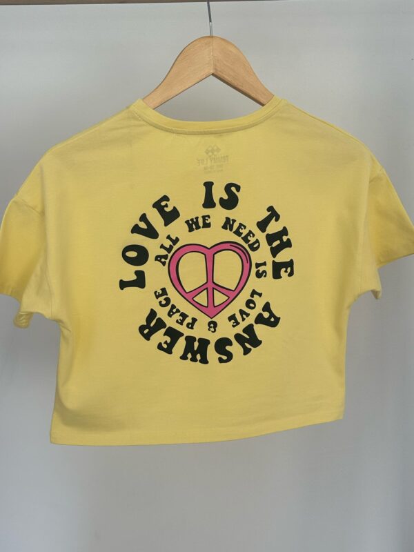 Kız Çocuk Oversize Sarı  Crop Thshirt - Görsel 2