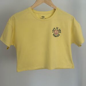 Kız Çocuk Oversize Sarı  Crop Thshirt