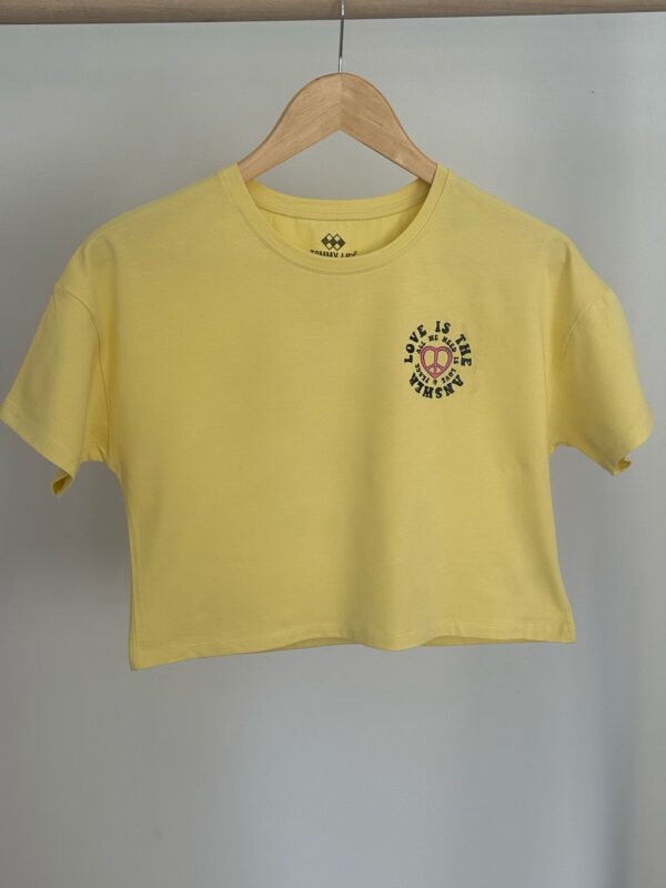 Kız Çocuk Oversize Sarı  Crop Thshirt