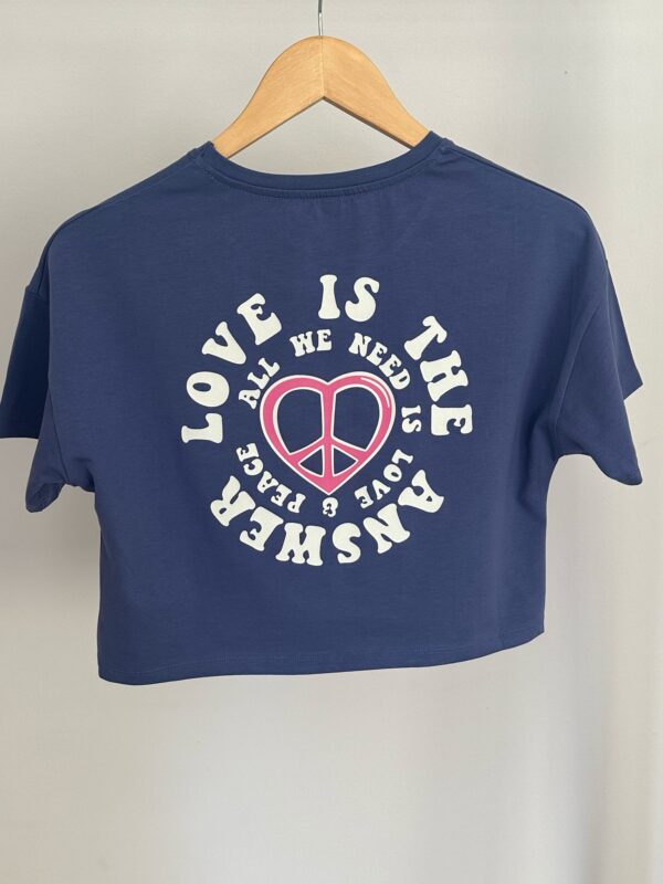 Kız Çocuk Oversize Mor Crop Thshirt - Görsel 2