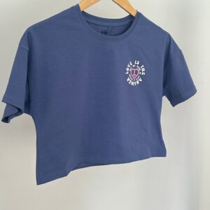 Kız Çocuk Oversize Mor Crop Thshirt