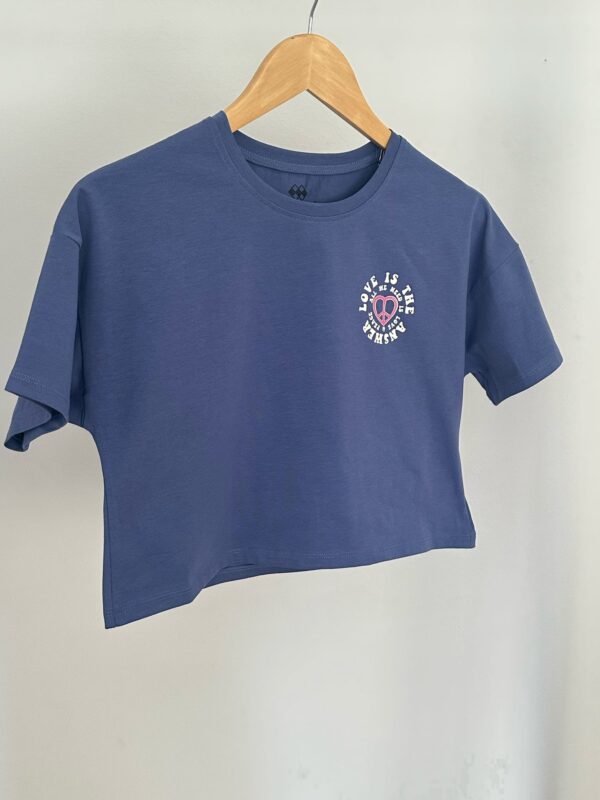 Kız Çocuk Oversize Mor Crop Thshirt