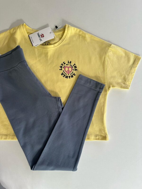 Kız Çocuk Oversize Sarı  Crop Thshirt - Görsel 4