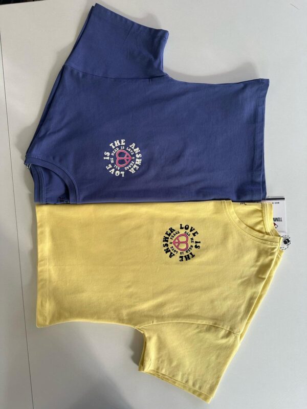 Kız Çocuk Oversize Sarı  Crop Thshirt - Görsel 3