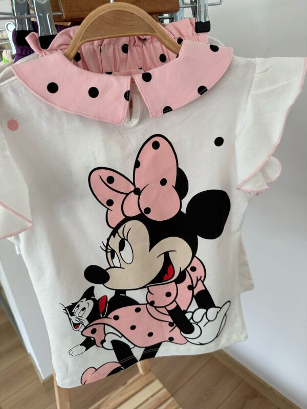 Bebe Yaka Minnie Mouse Baskılı Şortlu Takım - Görsel 4