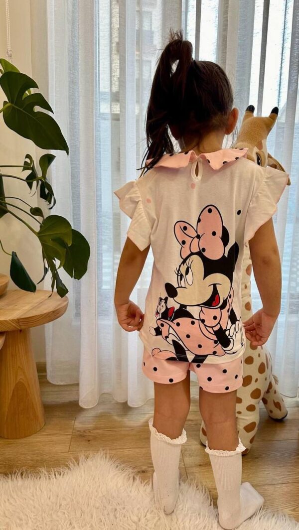 Bebe Yaka Minnie Mouse Baskılı Şortlu Takım - Görsel 2